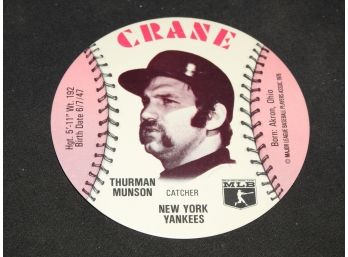RARE 1976 NY Yankees Thurman Munson Crane Potato Chip Baseball Card