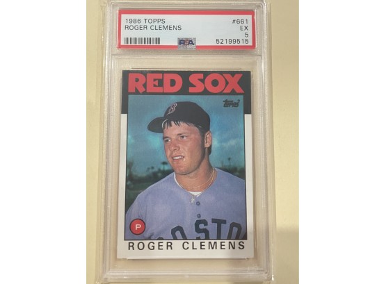 1986 Topps Roger Clemens Card #661   Psa 5        Excellent Condition