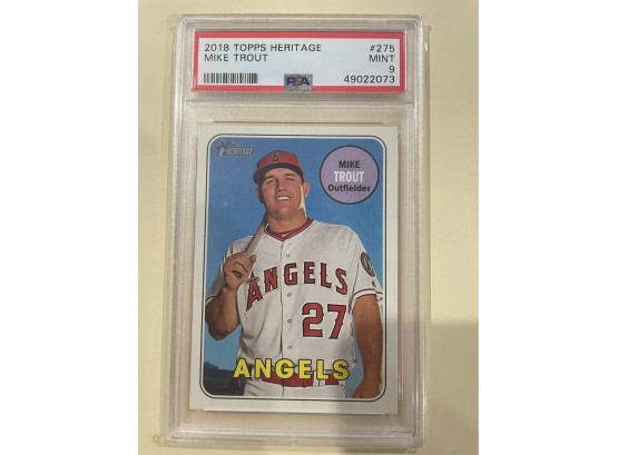 2018 Topps Heritage Mike Trout #275 Psa 9     Mint Condition