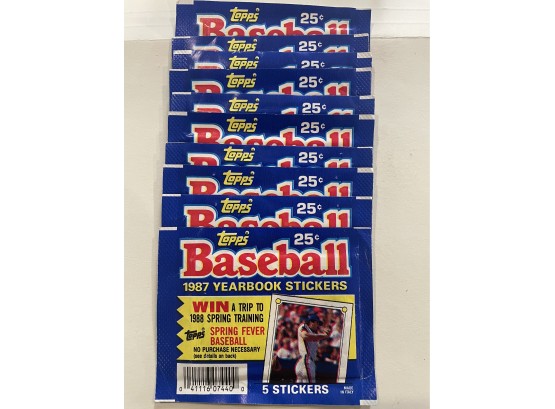 10 - 1987 Topps Baseball Yearbook Sticker Packs   5 Stickers Per Pack   Lot Is For 10 Packs