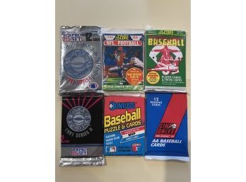 6 - Misc. Baseball And Football Sealed Packs Please View Photo For Packs You Will Received. Lot Is For 6 Packs