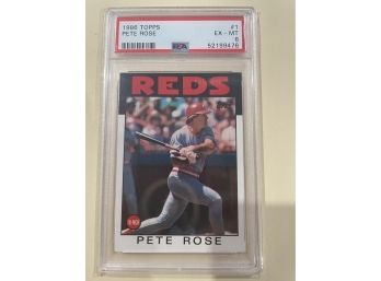 1986 Topps Pete Rose Card #1  Psa 6     Excellent - Mint Condition