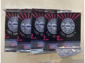5 - 1991 Pro Set Platinum Football Series 2 Sealed Packs    12 Cards Per Pack    Lot Is For 5 Packs