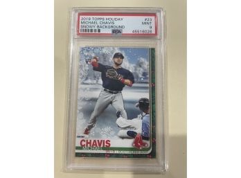 2019 Topps Holiday Michael Chavis Rookie Card With Snowy Background #23 Psa 9      Mint Condition