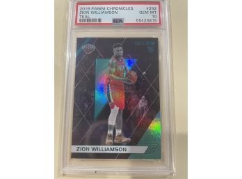 2019 Panini Chronicles Recon Zion Williamson Teal Rookie Card #292    PSA 10