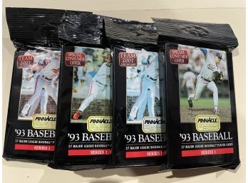 4 - 1993 Pinnacle Baseball Card Super Packs  27 Cards Per Pack   Lot Is For 4 Packs   Derek Jeter Rookie???