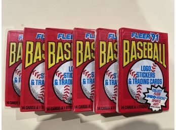 6 - 1991 Fleer Baseball Card Packs    15 Cards Per Pack   Lot Is For 6 Packs