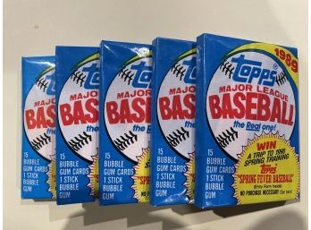 5 - 1989 Topps Baseball Card Packs    15 Cards Per Pack   Lot Is For 5 Packs