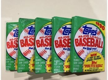 5 - 1990 Topps Baseball Card Packs    16 Cards Per Pack   Lot Is For 5 Packs