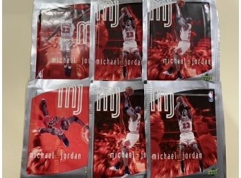 6 - 1998 Upper Deck Michael Jordan Sticker Pack    6 Cards Per Pack     Lot Is For 6 Packs