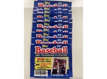 10 - 1987 Topps Baseball Yearbook Sticker Packs   5 Stickers Per Pack   Lot Is For 10 Packs