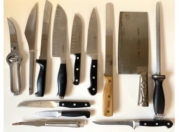 13 Kitchen Knives: Vintage Chinese, Henckels, Calphalon, Paderno & More