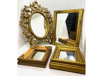 Four Gilded Mirrors, One With Stand, Others Ready To Hang