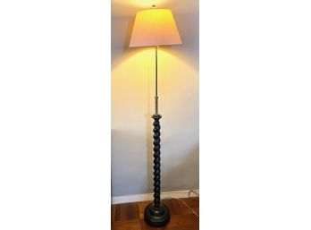 Adjustable Height Carved Wood Floor Lamp