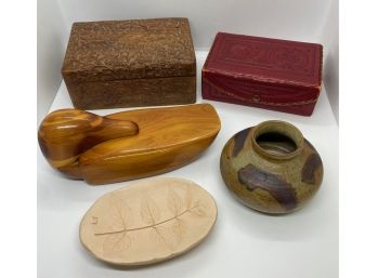 Handmade Duck Box, Carved Wood Box From India & Other Trinket Containers