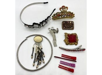 Vintage Jewelry Hair Clips, Barrettes, Headbands & Brooches