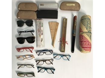 11 Pairs Of Eyeglasses, Prescription & Reading & Fans