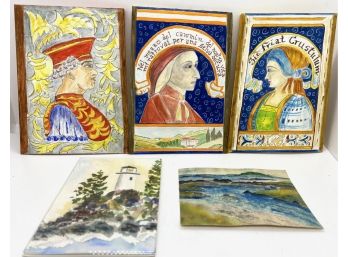 Five Original Drawings & Miniature Watercolor Paintings