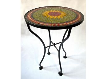 Mosaic Side Table With Metal Frame