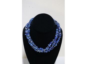 925 Sterling Silver With Blue Stones Necklace