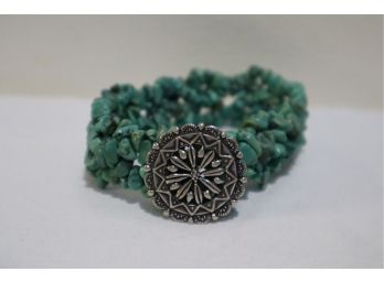 925 Sterling Silver With Turquoise Stretch Bracelet By Carolyn Pollack Relios Inc.
