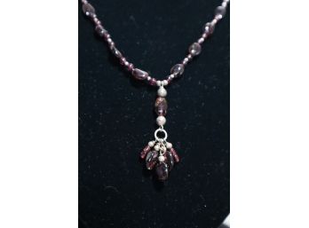 925 Sterling Silver With Purple Stones Necklace