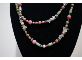 925 Sterling Silver With Pink And Green Stones Necklace By Carolyn Pollack Relios Inc.