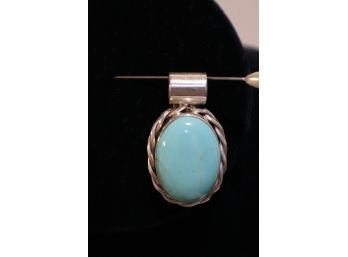 925 Sterling Silver With Turquoise Pendant Mexico