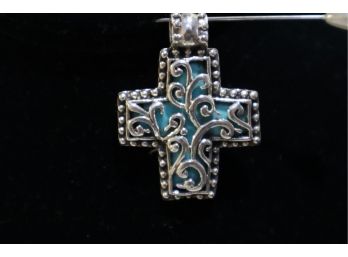 925 Sterling Silver With Turquoise Cross Pendant