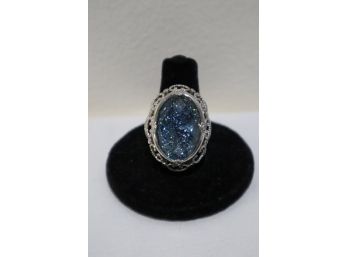 925 Sterling Silver With Blue Stone Ring Size 8