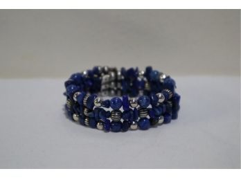 925 Sterling Silver With Blue Stones Coil Style Bracelet By Carolyn Pollack Relios Inc.