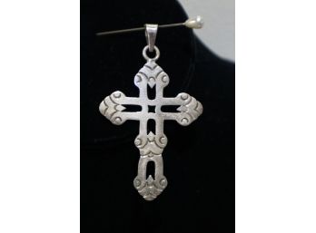 925 Sterling Silver Cross Pendant Signed 'TM-138' Mexico