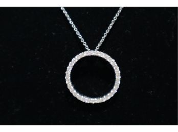 925 Sterling Silver With Cubic Zerconia Circle Pendant China And 925 Sterling Silver Italy Chain
