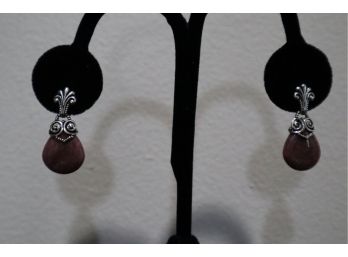 925 Sterling Silver With Rose Pink Colored Stone Earrings By Carolyn Pollack Relios Inc.