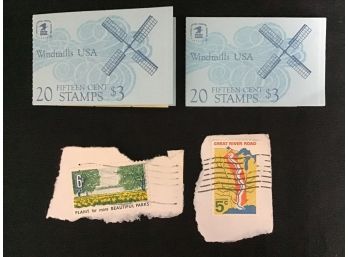 VintageStamps - Windmill States 15C Stamp Book - 1969 6C Beautification Of America - 1966 5C Great River Rd