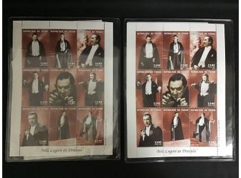 2 Sets - Bela Lugosi Dracula Commemorative Souvenir Stamp Sheets