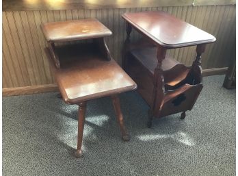 2 Unmatched Maple End Tables