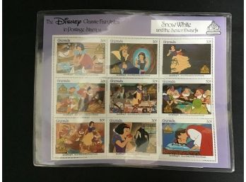 Disneys Classic Fairy Tales Snow White And The 7 Dwarfs, Mint Sheet Of 9 Stamps, Grenada, 1987
