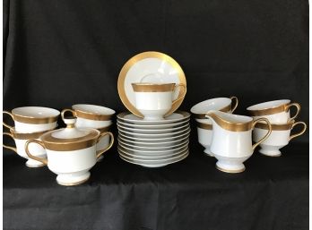 Sango China, Pattern #3755 Georgetown Teacups And Saucers, Cream And Sugar