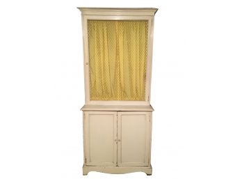 Vintage Cream Colored Painted Cabinet With Wire Cage Door