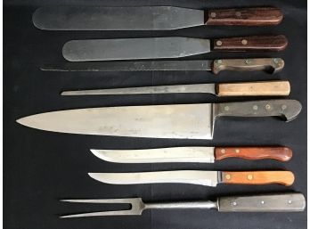 Vintage Knife Lot Including Wustof, Real Keen, ABC Professional Plus Capco Cutlers Solingen Carving Fork