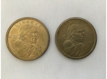 Set Of 2 - 2000 P Sacagawea Golden Dollar Coins