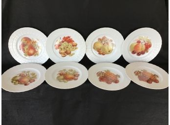Set Of 8 - Vintage Hutschenreuther 1814 Porcelain Fruit Design Salad/dessert Plates