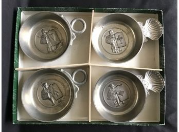 Set Of 4 Pewter Etains Du Manoir Wine Tasting Cups - Playing Cards Suits, France