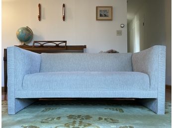 1 Of 2- Tight Back & Seat Sofa In Soft Oatmeal Chenille. Perfect For A Smaller Space.