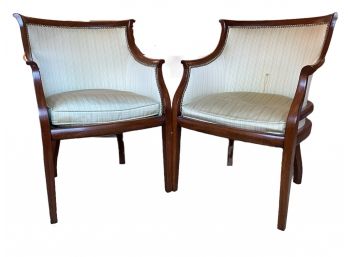 Pair Of W & J SLOANE Mahogany Chairs With Down Cushions & Original 1969 Order Label