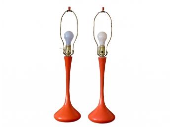 The Coolest Orange Lamps!! Underwriter Laboratories Inc MCM Table Lamps.