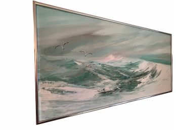 Lovely Original Seascape In Chrome Frame. Signed Margot 1980