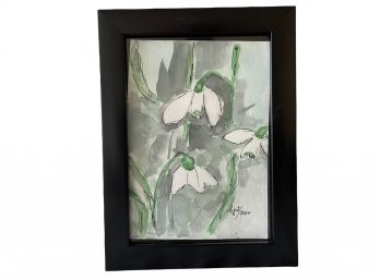 Small Floral Watercolor Signed & Dated