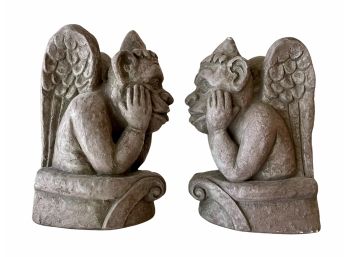 Gargoyle Bookends - Made Of Heavy Resin, Pair 2 Of 2
